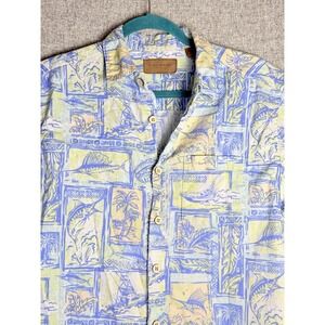 Clearwater Outfitters Fishing Sailfish Hawaiian Shirt Beach Blue Green MED